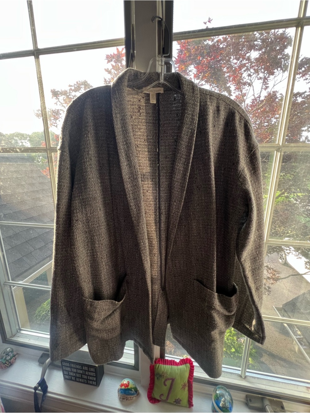 Eileen Fisher Gray Marled Knit Cardigan
